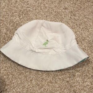 Kids White Bucket Hat with Green Logo
